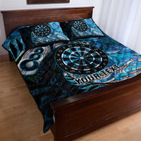 New Zealand Darts Personalised Quilt Bed Set Aotearoa Silver Fern Blue Papua Shell Spirit LT9 - Polynesian Pride