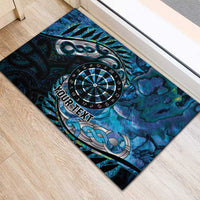 New Zealand Darts Personalised Rubber Doormat Aotearoa Silver Fern Blue Papua Shell Spirit LT9 - Polynesian Pride