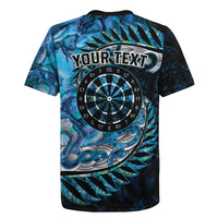 New Zealand Darts Personalised Rugby Jersey Aotearoa Silver Fern Blue Papua Shell Spirit LT9 - Polynesian Pride