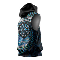New Zealand Darts Personalised Sleeveless Hoodie Aotearoa Silver Fern Blue Papua Shell Spirit LT9 - Polynesian Pride