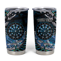New Zealand Darts Personalised Tumbler Cup Aotearoa Silver Fern Blue Papua Shell Spirit LT9 Blue - Polynesian Pride