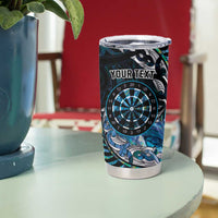 New Zealand Darts Personalised Tumbler Cup Aotearoa Silver Fern Blue Papua Shell Spirit LT9 - Polynesian Pride
