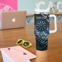 New Zealand Darts Personalised Tumbler With Handle Aotearoa Silver Fern Blue Papua Shell Spirit LT9 - Polynesian Pride