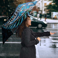 New Zealand Darts Personalised Umbrella Aotearoa Silver Fern Blue Papua Shell Spirit LT9 - Polynesian Pride