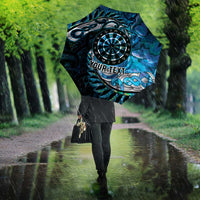 New Zealand Darts Personalised Umbrella Aotearoa Silver Fern Blue Papua Shell Spirit LT9 - Polynesian Pride