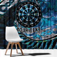 New Zealand Darts Personalised Window Curtain Aotearoa Silver Fern Blue Papua Shell Spirit LT9 - Polynesian Pride