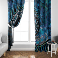 New Zealand Darts Personalised Window Curtain Aotearoa Silver Fern Blue Papua Shell Spirit LT9 - Polynesian Pride