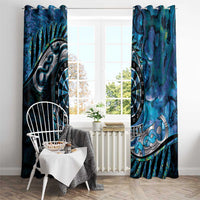 New Zealand Darts Personalised Window Curtain Aotearoa Silver Fern Blue Papua Shell Spirit LT9 - Polynesian Pride