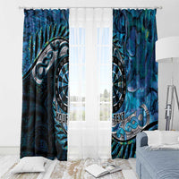New Zealand Darts Personalised Window Curtain Aotearoa Silver Fern Blue Papua Shell Spirit LT9 - Polynesian Pride