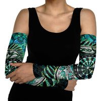 New Zealand Darts Personalised Arm Sleeves Aotearoa Silver Fern Green Papua Shell Spirit LT9 - Polynesian Pride