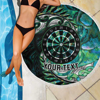 New Zealand Darts Personalised Beach Blanket Aotearoa Silver Fern Green Papua Shell Spirit LT9 - Polynesian Pride