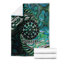 New Zealand Darts Personalised Blanket Aotearoa Silver Fern Green Papua Shell Spirit LT9 - Polynesian Pride