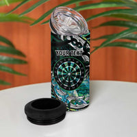 New Zealand Darts Personalised 4 in 1 Can Cooler Tumbler Aotearoa Silver Fern Green Papua Shell Spirit LT9 - Polynesian Pride