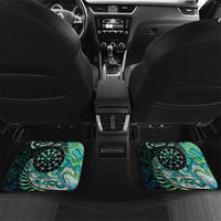 New Zealand Darts Personalised Car Mats Aotearoa Silver Fern Green Papua Shell Spirit LT9 Set 2pcs - Back Green - Polynesian Pride