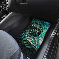 New Zealand Darts Personalised Car Mats Aotearoa Silver Fern Green Papua Shell Spirit LT9 - Polynesian Pride
