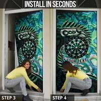 New Zealand Darts Personalised Door Cover Aotearoa Silver Fern Green Papua Shell Spirit LT9 - Polynesian Pride