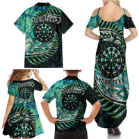 New Zealand Darts Personalised Family Matching Summer Maxi Dress and Hawaiian Shirt Aotearoa Silver Fern Green Papua Shell Spirit LT9 - Polynesian Pride