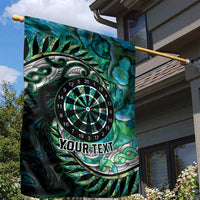 New Zealand Darts Personalised Garden Flag Aotearoa Silver Fern Green Papua Shell Spirit LT9 - Polynesian Pride