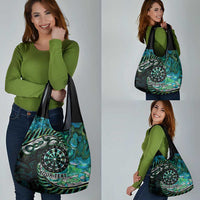 New Zealand Darts Personalised Grocery Bag Aotearoa Silver Fern Green Papua Shell Spirit LT9 - Polynesian Pride