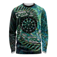 New Zealand Darts Personalised Long Sleeve Shirt Aotearoa Silver Fern Green Papua Shell Spirit LT9 Unisex Green - Polynesian Pride
