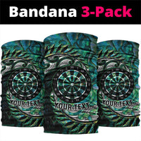New Zealand Darts Personalised Neck Gaiter Aotearoa Silver Fern Green Papua Shell Spirit LT9 package One Size: 25*50cm Green - Polynesian Pride