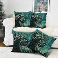New Zealand Darts Personalised Pillow Cover Aotearoa Silver Fern Green Papua Shell Spirit LT9 - Polynesian Pride