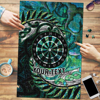 New Zealand Darts Personalised Puzzle Aotearoa Silver Fern Green Papua Shell Spirit LT9 Green - Polynesian Pride