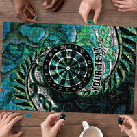 New Zealand Darts Personalised Puzzle Aotearoa Silver Fern Green Papua Shell Spirit LT9 - Polynesian Pride