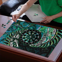 New Zealand Darts Personalised Puzzle Aotearoa Silver Fern Green Papua Shell Spirit LT9 - Polynesian Pride