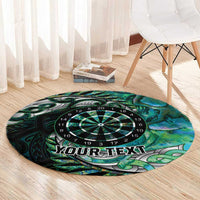 New Zealand Darts Personalised Round Carpet Aotearoa Silver Fern Green Papua Shell Spirit LT9 - Polynesian Pride