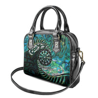 New Zealand Darts Personalised Shoulder Handbag Aotearoa Silver Fern Green Papua Shell Spirit LT9 - Polynesian Pride