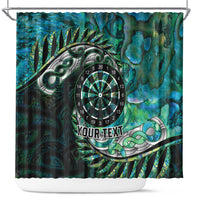 New Zealand Darts Personalised Shower Curtain Aotearoa Silver Fern Green Papua Shell Spirit LT9 Green - Polynesian Pride