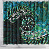 New Zealand Darts Personalised Shower Curtain Aotearoa Silver Fern Green Papua Shell Spirit LT9 - Polynesian Pride