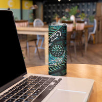 New Zealand Darts Personalised Skinny Tumbler Aotearoa Silver Fern Green Papua Shell Spirit LT9 - Polynesian Pride