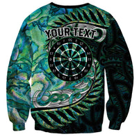 New Zealand Darts Personalised Sweatshirt Aotearoa Silver Fern Green Papua Shell Spirit LT9 - Polynesian Pride