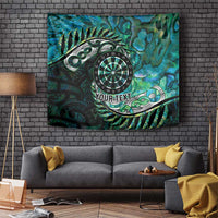 New Zealand Darts Personalised Tapestry Aotearoa Silver Fern Green Papua Shell Spirit LT9 Green - Polynesian Pride