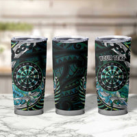 New Zealand Darts Personalised Tumbler Cup Aotearoa Silver Fern Green Papua Shell Spirit LT9 - Polynesian Pride