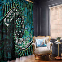 New Zealand Darts Personalised Window Curtain Aotearoa Silver Fern Green Papua Shell Spirit LT9 - Polynesian Pride