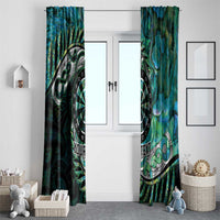 New Zealand Darts Personalised Window Curtain Aotearoa Silver Fern Green Papua Shell Spirit LT9 - Polynesian Pride