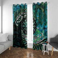 New Zealand Darts Personalised Window Curtain Aotearoa Silver Fern Green Papua Shell Spirit LT9 With Grommets Green - Polynesian Pride
