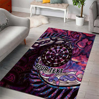New Zealand Darts Personalised Area Rug Aotearoa Silver Fern Pink Papua Shell Spirit LT9 - Polynesian Pride