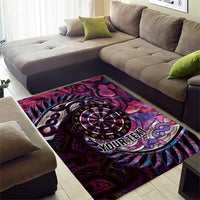New Zealand Darts Personalised Area Rug Aotearoa Silver Fern Pink Papua Shell Spirit LT9 - Polynesian Pride