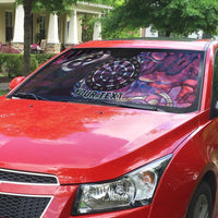 New Zealand Darts Personalised Auto Sun Shade Aotearoa Silver Fern Pink Papua Shell Spirit LT9 - Polynesian Pride
