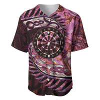 New Zealand Darts Personalised Baseball Jersey Aotearoa Silver Fern Pink Papua Shell Spirit LT9 Pink - Polynesian Pride