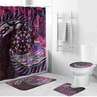 New Zealand Darts Personalised Bathroom Set Aotearoa Silver Fern Pink Papua Shell Spirit LT9 Bathroom Set (4 pcs) Pink - Polynesian Pride
