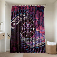 New Zealand Darts Personalised Bathroom Set Aotearoa Silver Fern Pink Papua Shell Spirit LT9 Shower Curtain Only Pink - Polynesian Pride