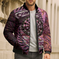 New Zealand Darts Personalised Bomber Puffer Jacket Aotearoa Silver Fern Pink Papua Shell Spirit LT9 - Polynesian Pride
