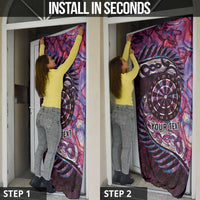 New Zealand Darts Personalised Door Cover Aotearoa Silver Fern Pink Papua Shell Spirit LT9 - Polynesian Pride