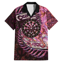 New Zealand Darts Personalised Family Matching Mermaid Dress and Hawaiian Shirt Aotearoa Silver Fern Pink Papua Shell Spirit LT9 Dad's Shirt - Short Sleeve Pink - Polynesian Pride