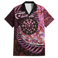 New Zealand Darts Personalised Family Matching Off Shoulder Maxi Dress and Hawaiian Shirt Aotearoa Silver Fern Pink Papua Shell Spirit LT9 Dad's Shirt - Short Sleeve Pink - Polynesian Pride